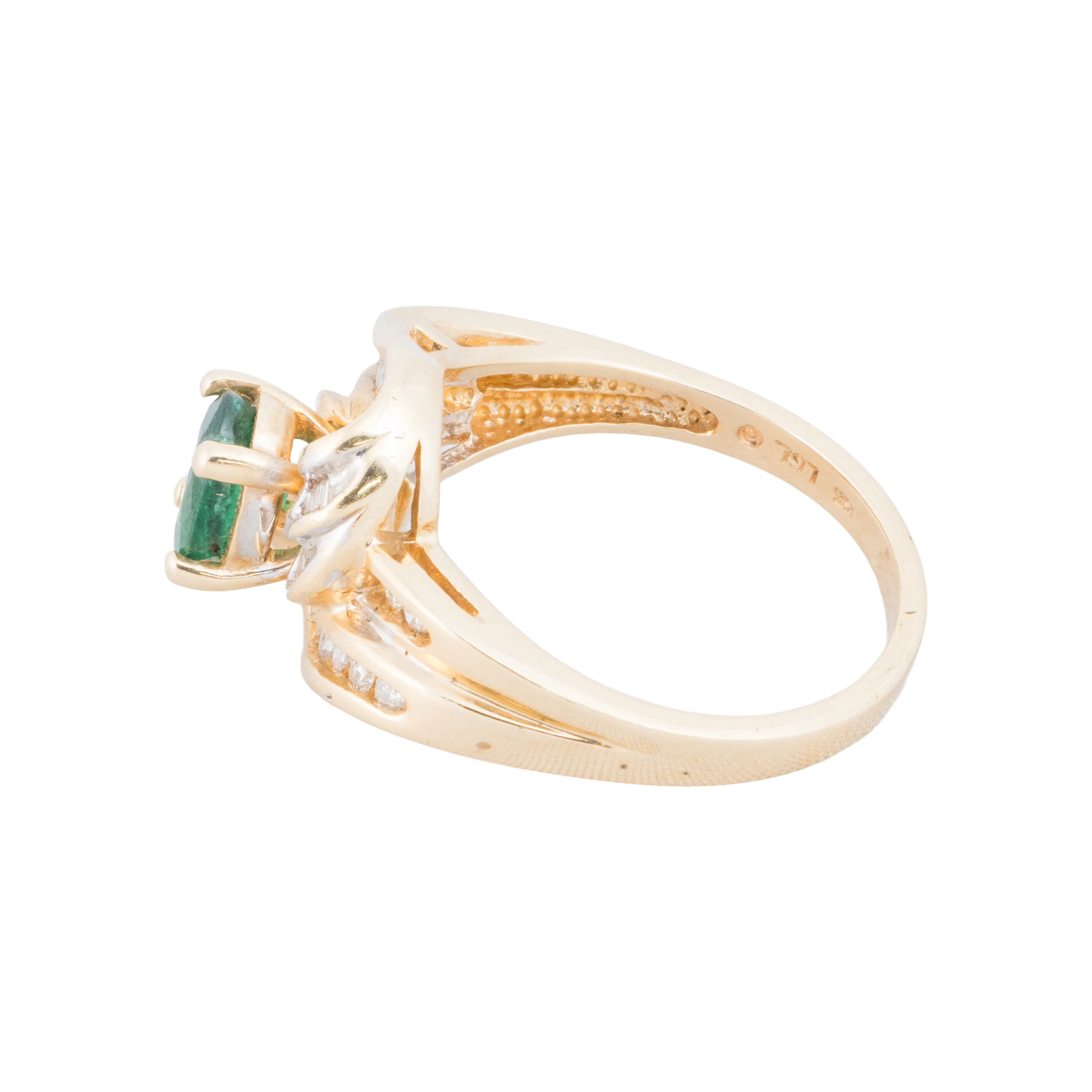 14k Gold Diamond and Emerald Ring - Image 3