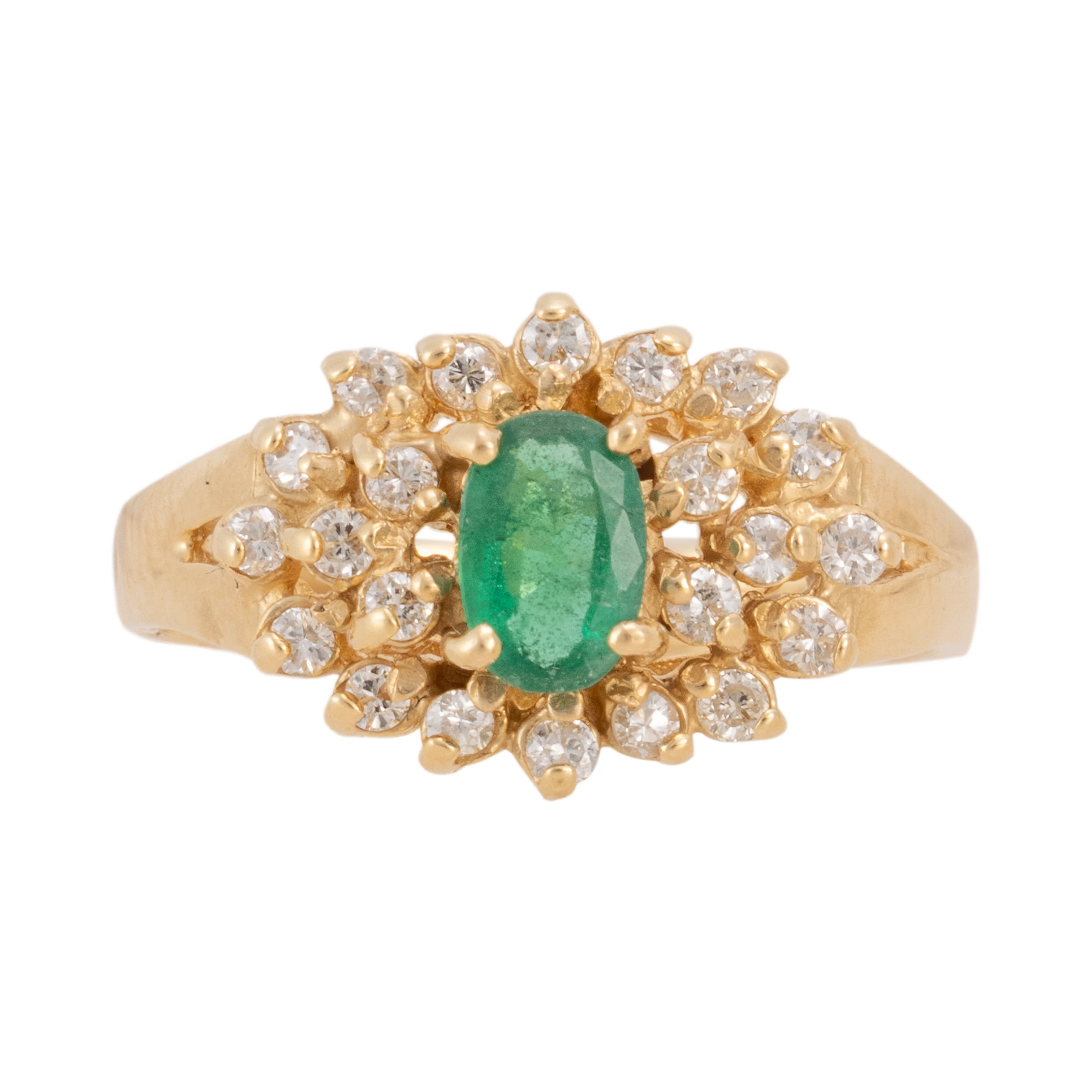 14k Gold Diamond and Emerald Ring - Image 2