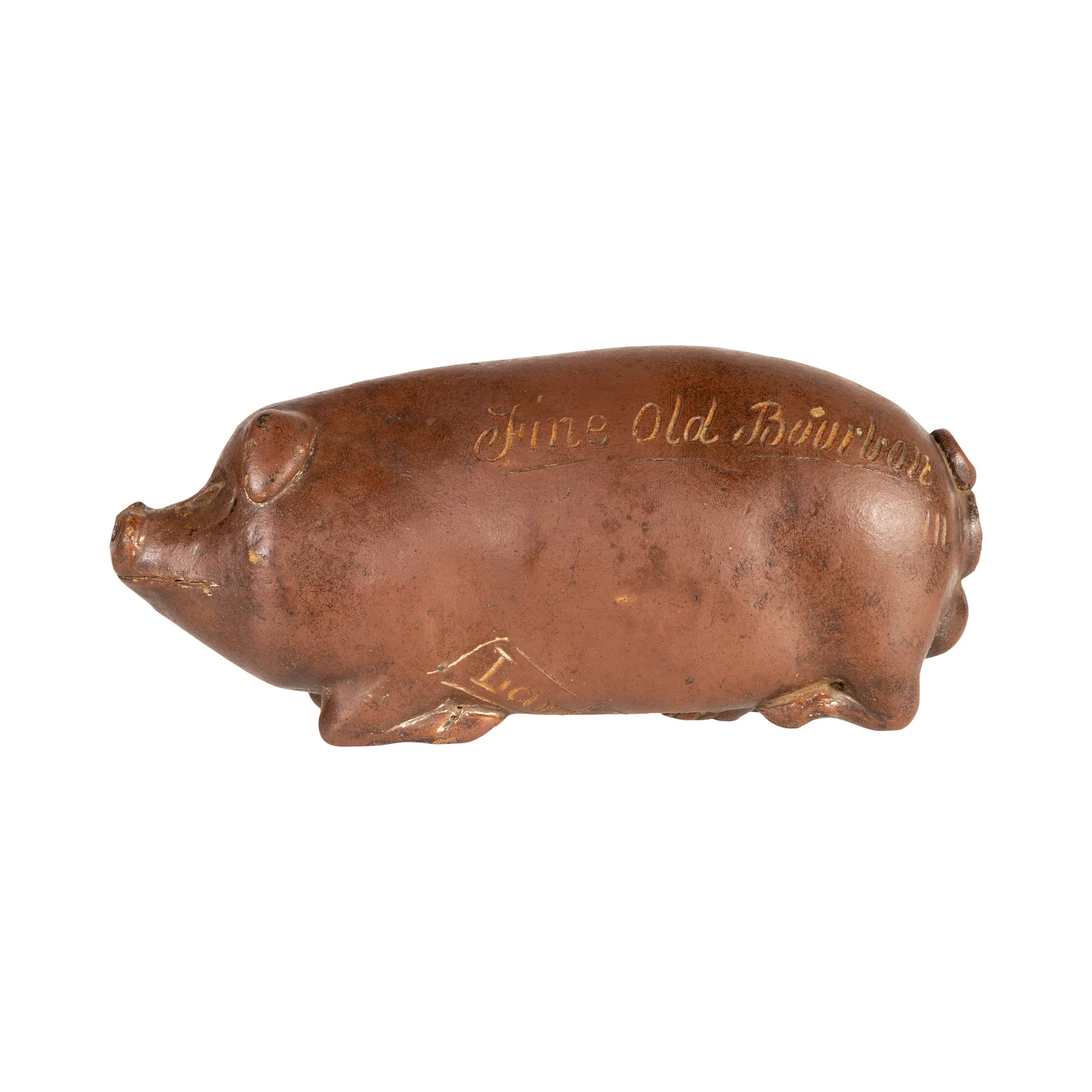 Albany Slip Glazed Stoneware Pig Flask