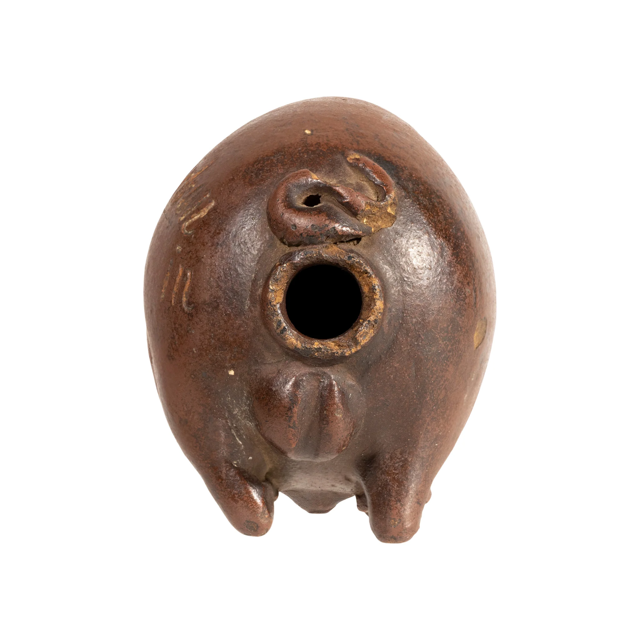 Albany Slip Glazed Stoneware Pig Flask - Image 4