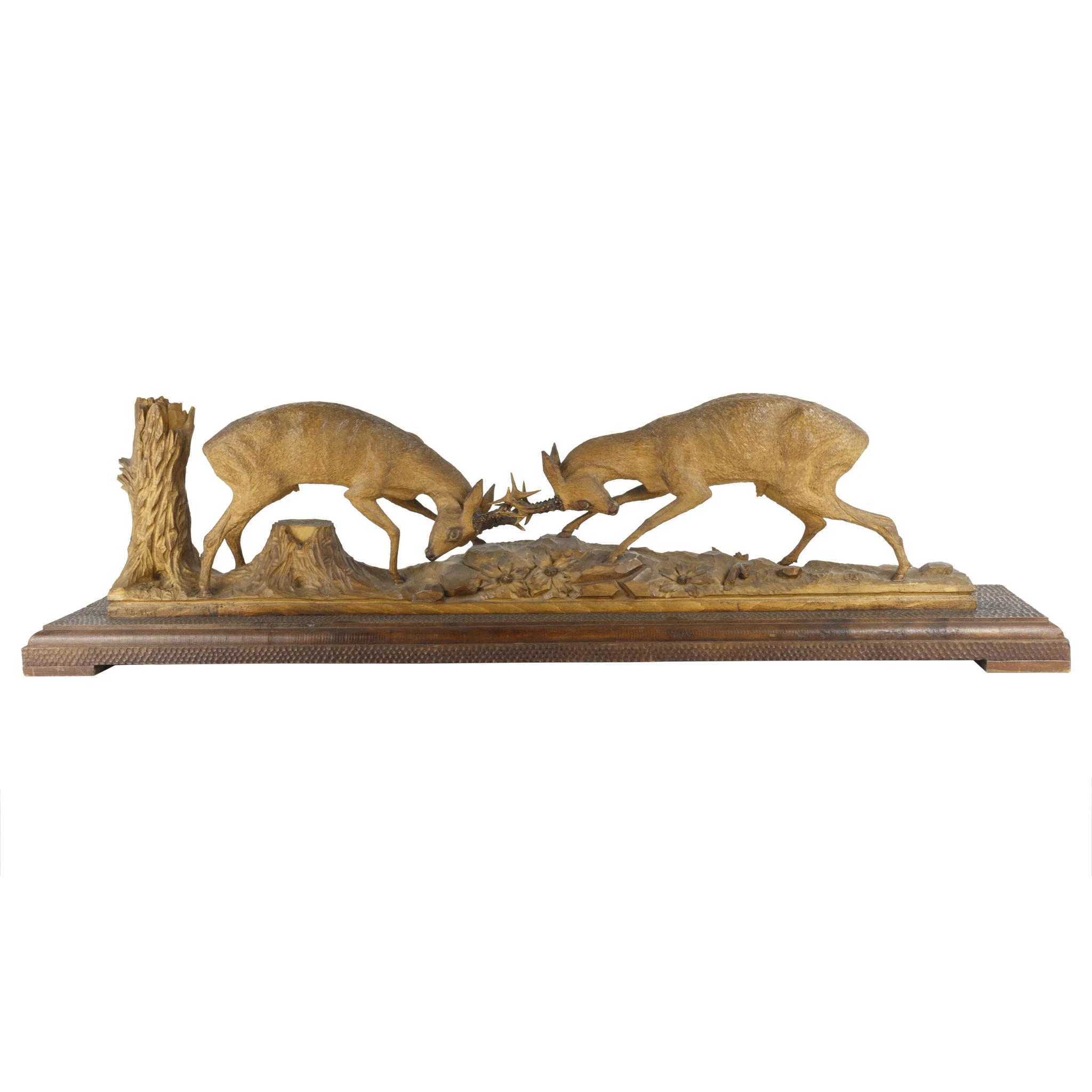 "Antlers Clash" Black Forest Mantle Carving