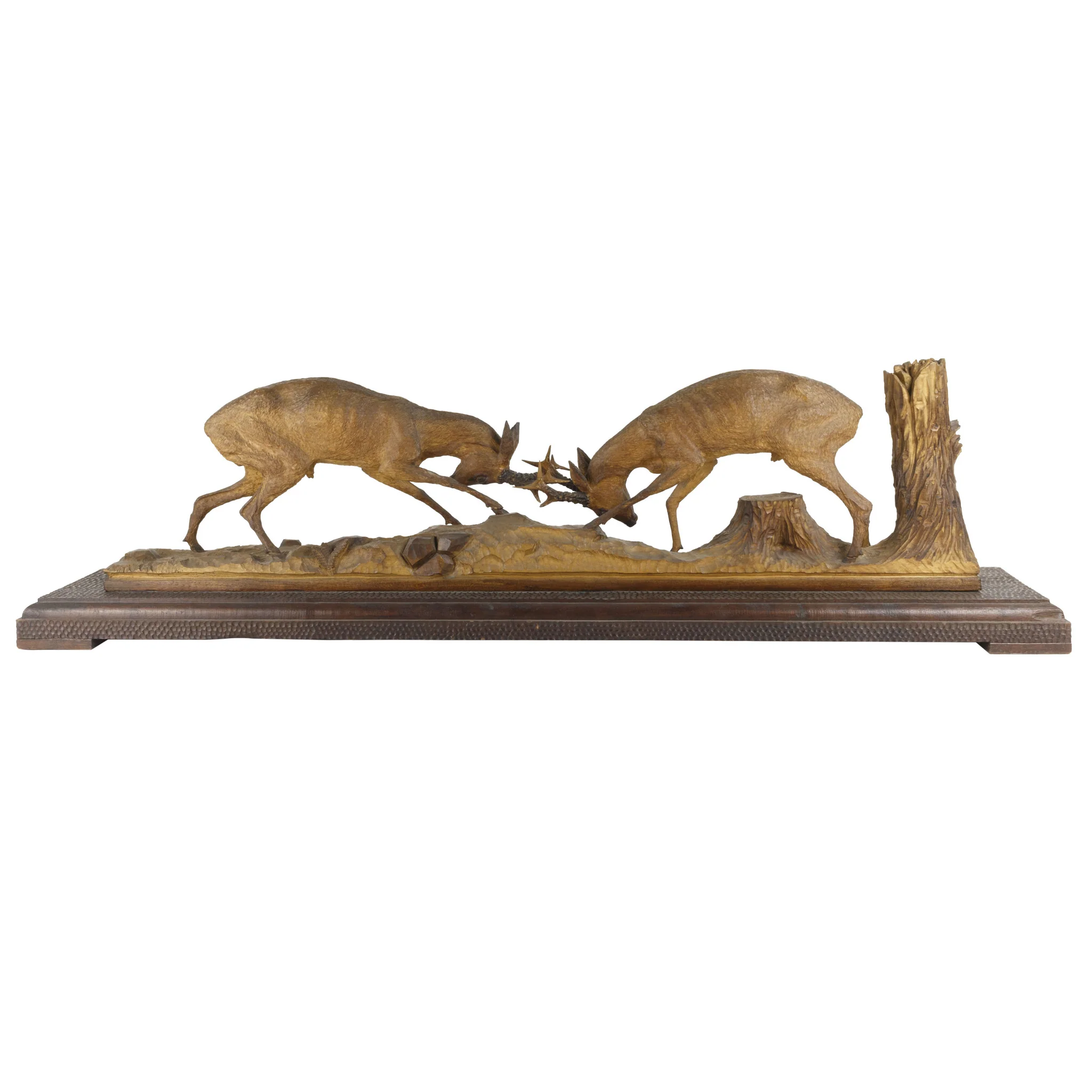 "Antlers Clash" Black Forest Mantle Carving - Image 2