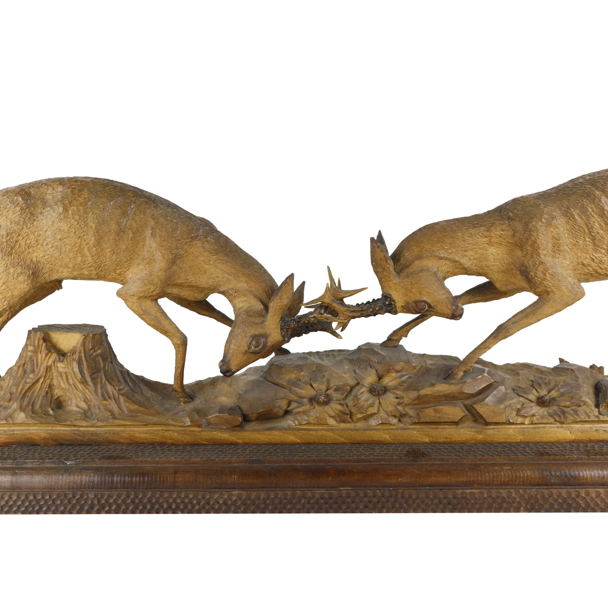 "Antlers Clash" Black Forest Mantle Carving - Image 3