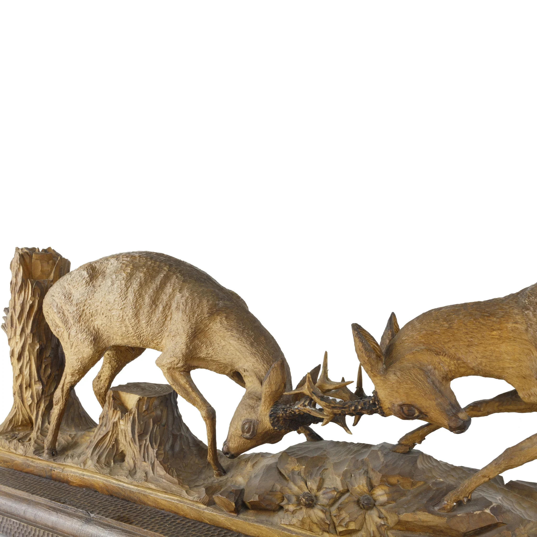 "Antlers Clash" Black Forest Mantle Carving - Image 5