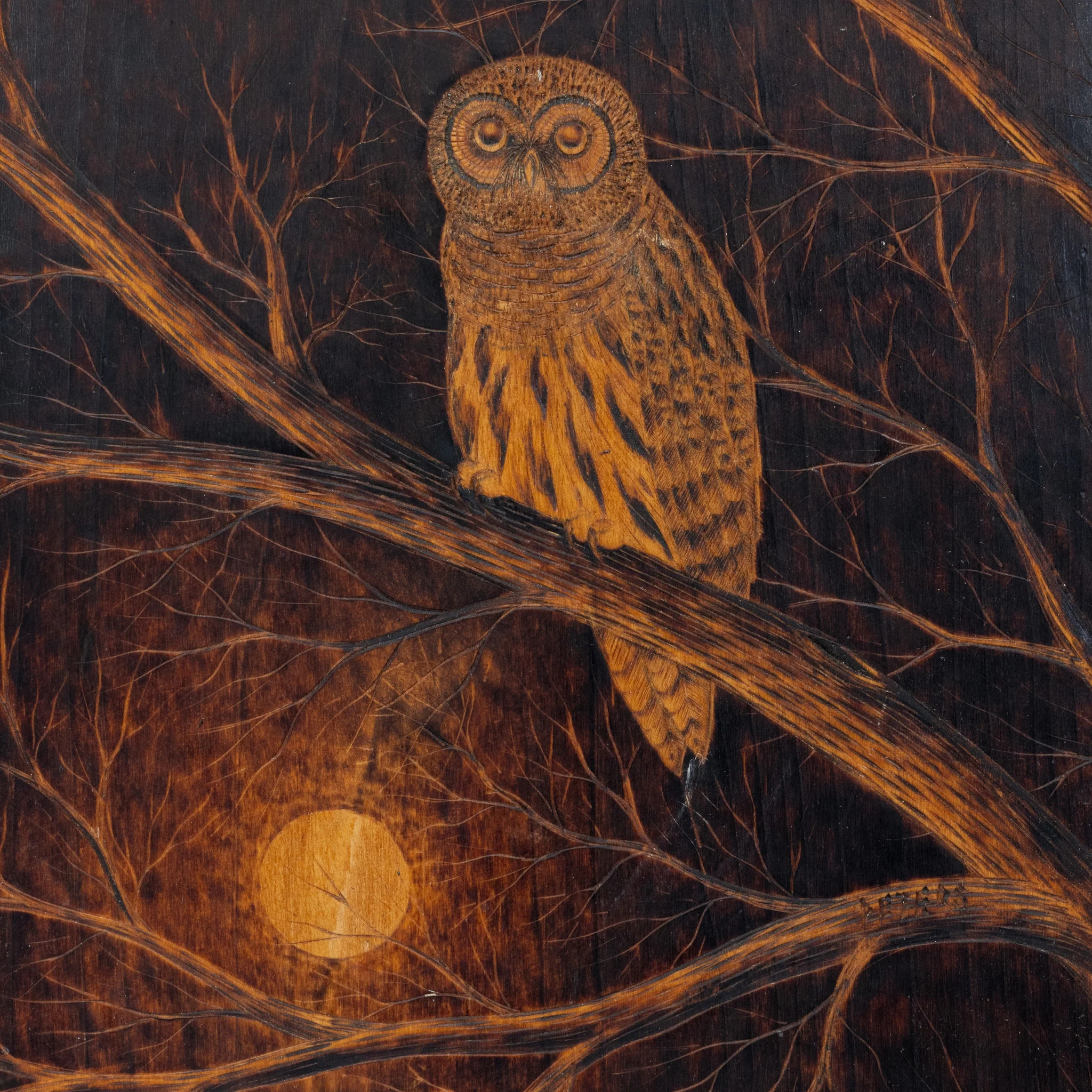 "Barred Owl" Pyrography Plaque by Bert Peters - Image 4