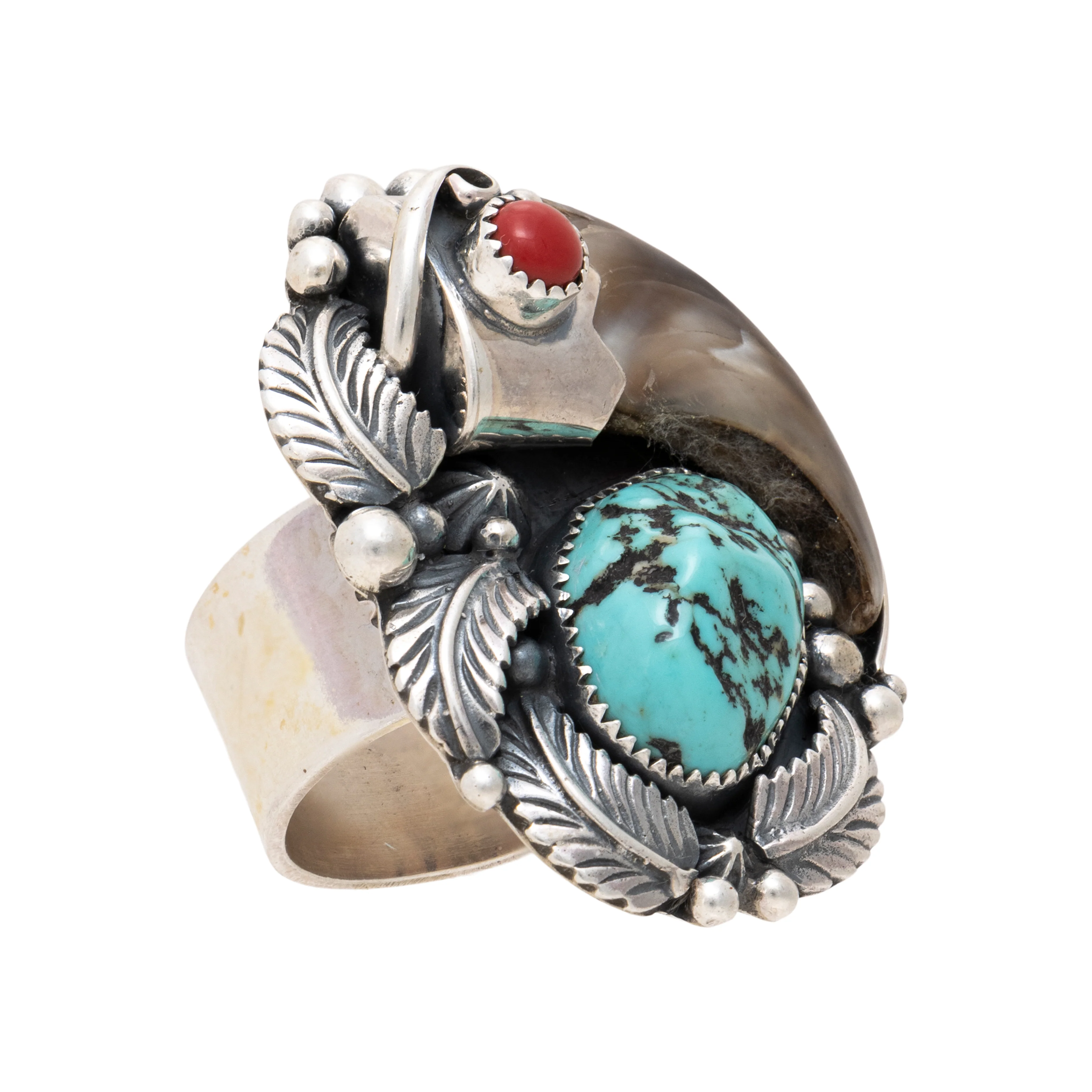 Bear Claw and Turquoise Ring - Image 2