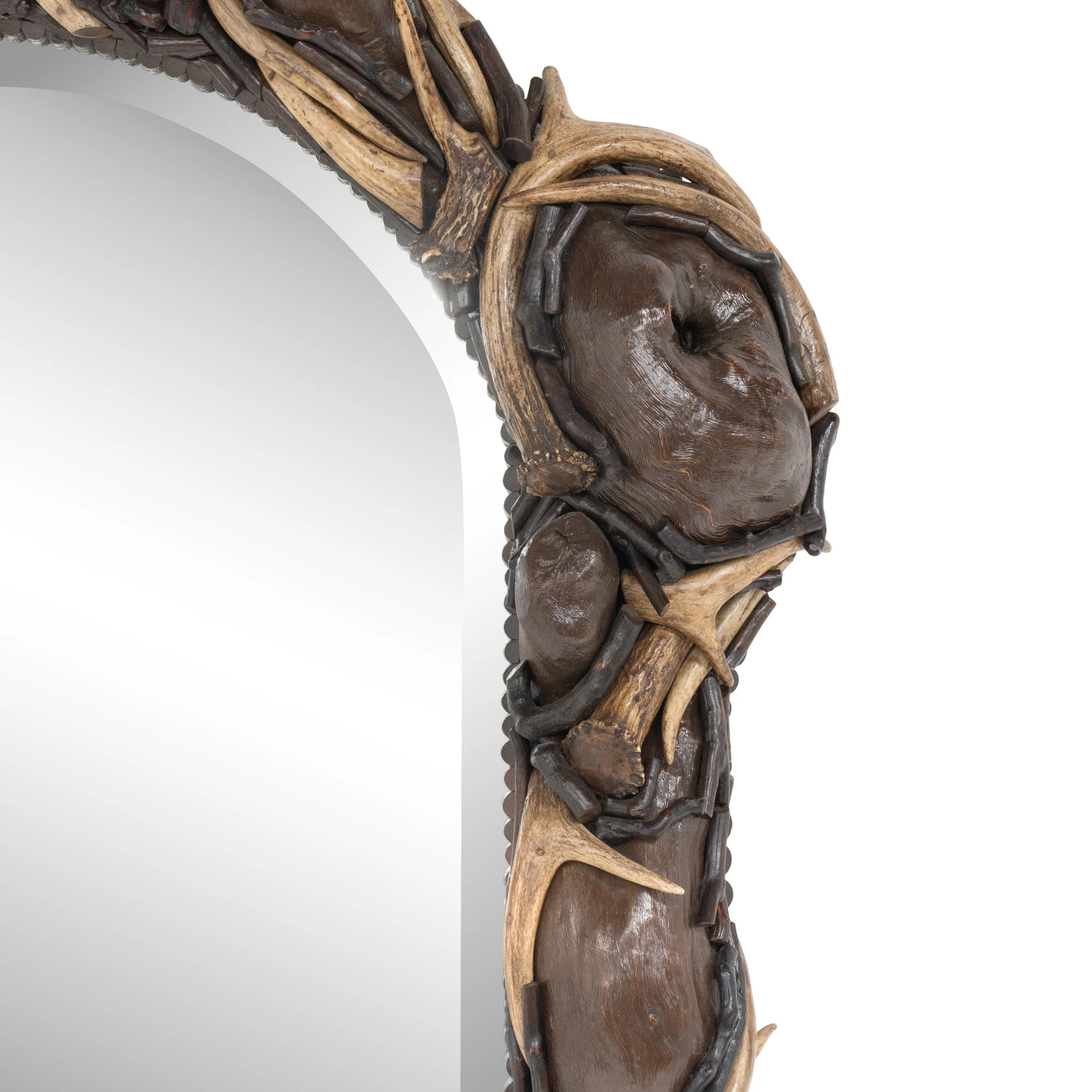 Black Forest Style Antler Mounted Mirror - Image 4
