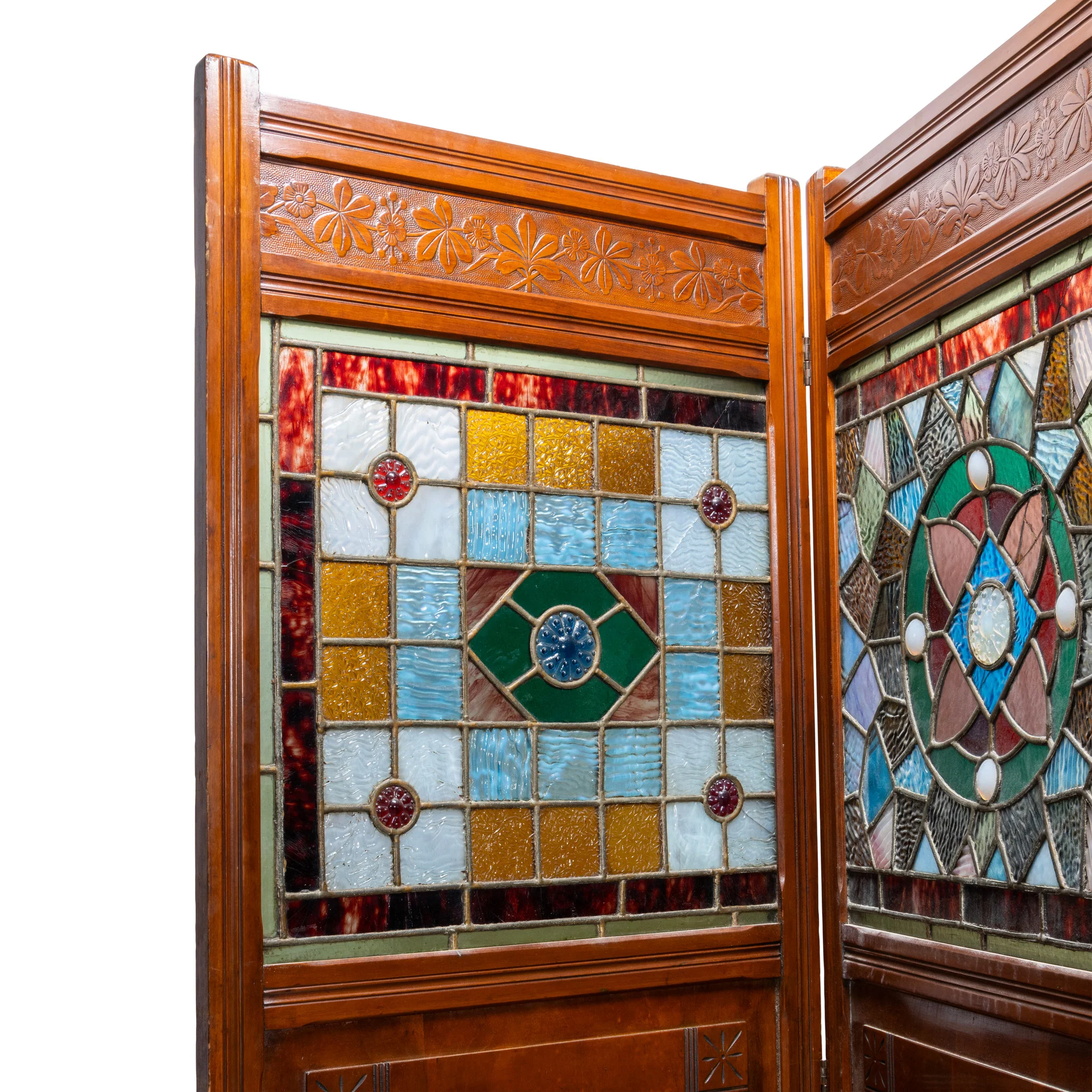 Leaded Glass Folding Screen - Image 5