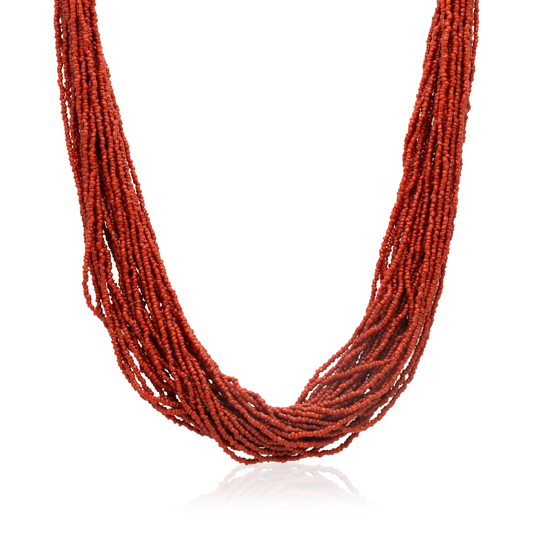 Native Coral Beaded Necklace - Image 2