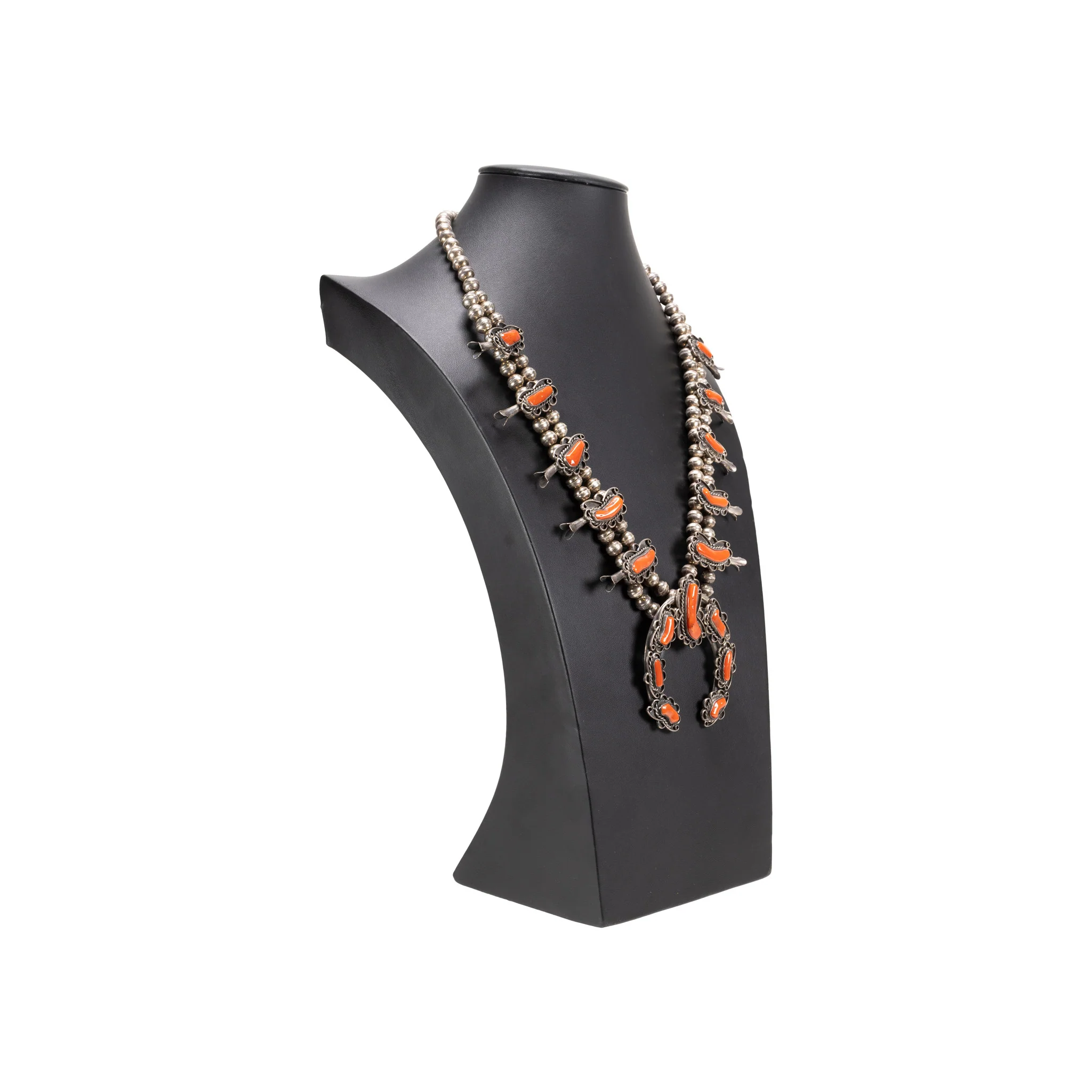 Native Coral Squash Blossom Necklace - Image 2