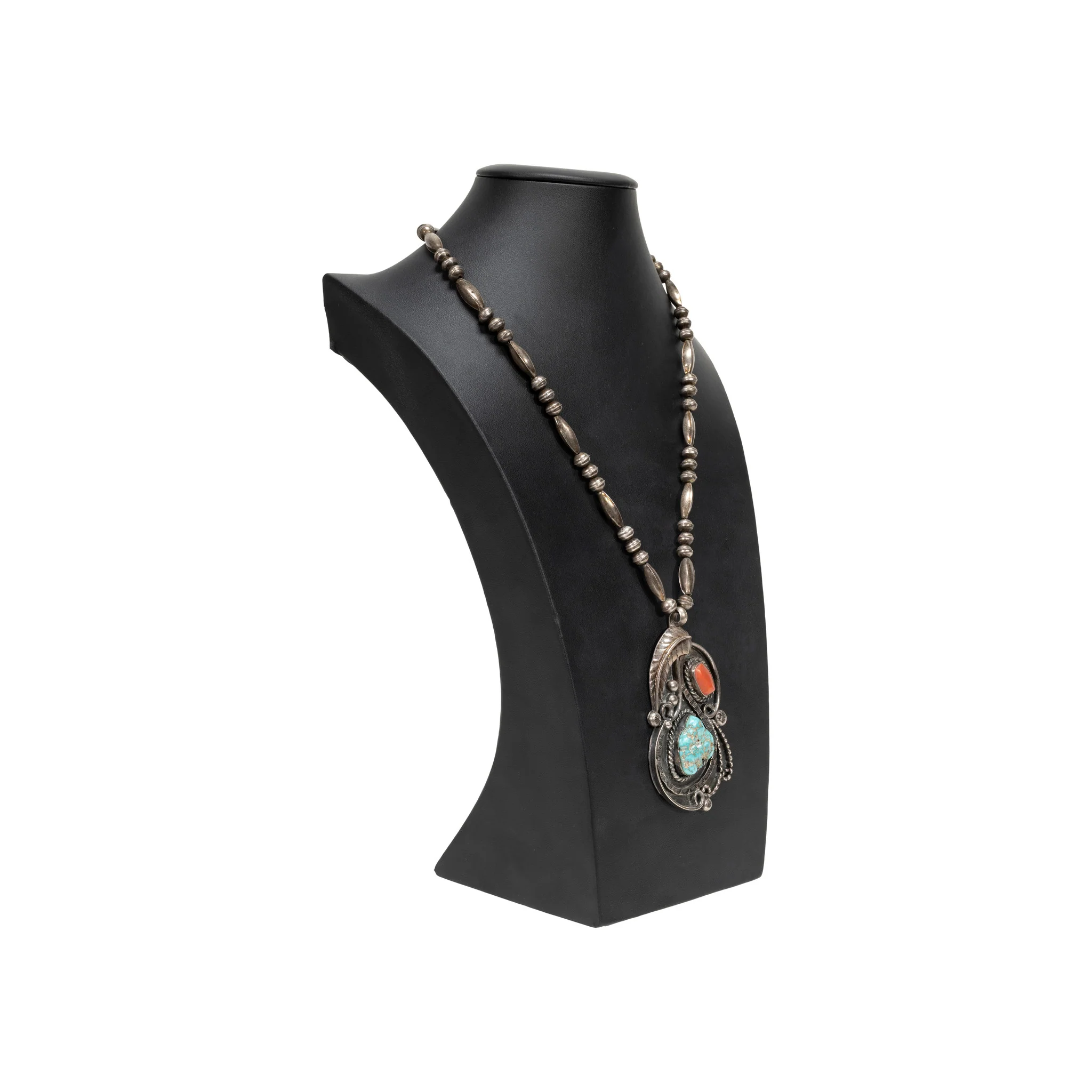 Navajo Coral and Turquoise Necklace - Image 4