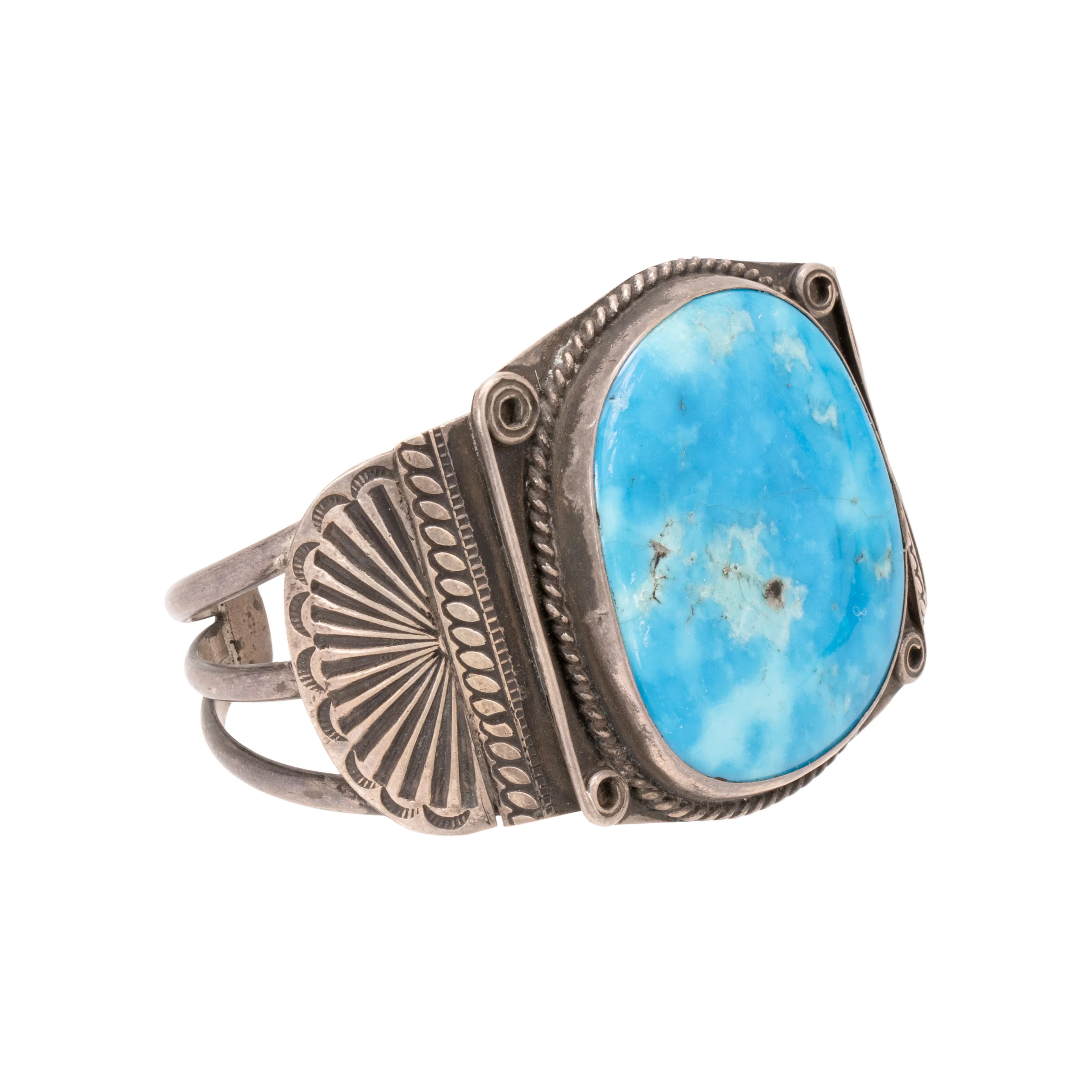 Navajo Turquoise and Silver Bracelet - Image 2