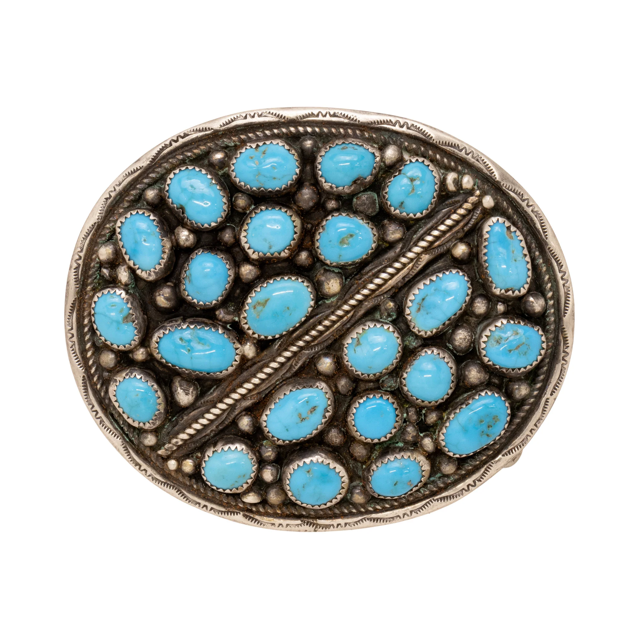 Navajo Turquoise and Silver Buckle