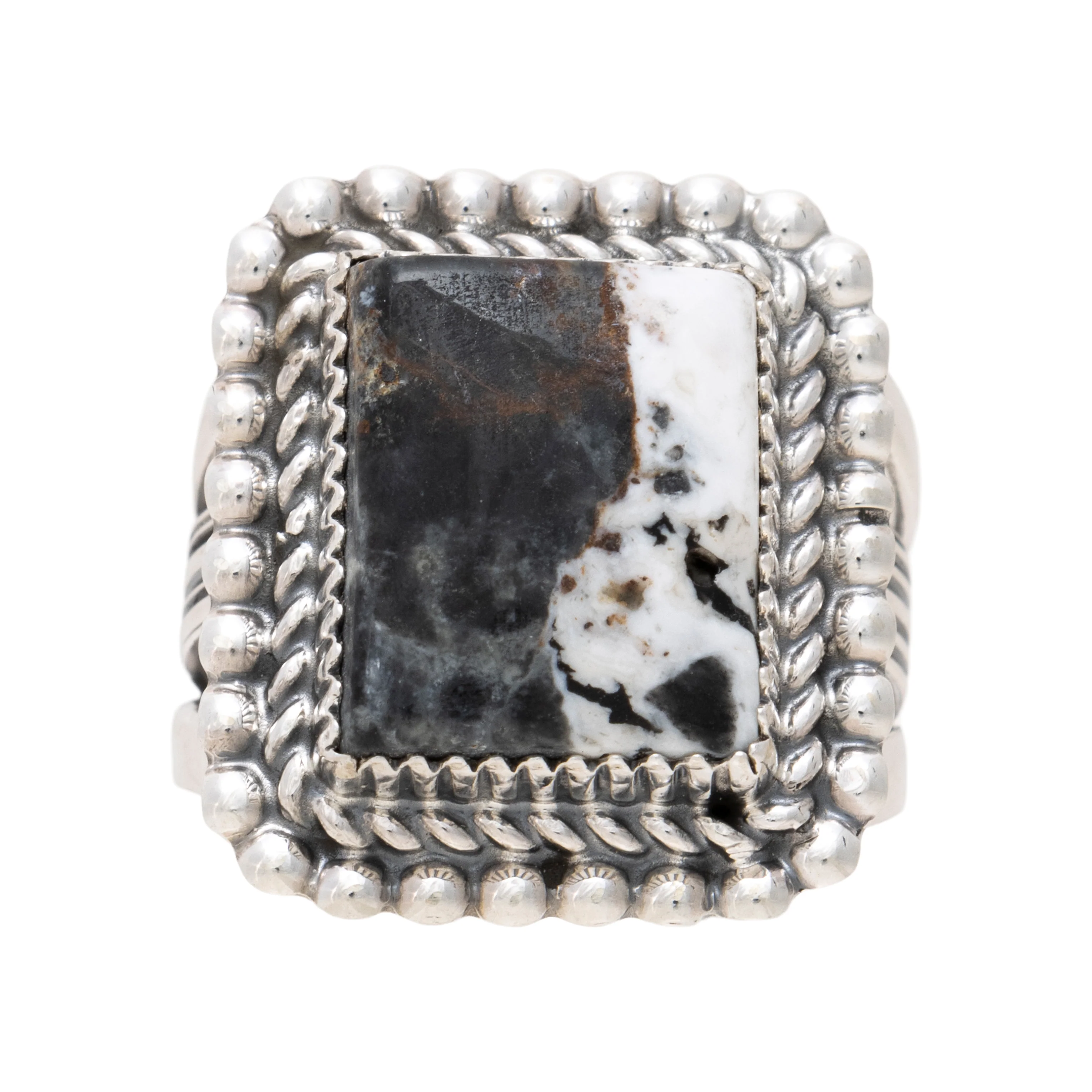 Navajo White Buffalo Turquoise Ring - Image 2