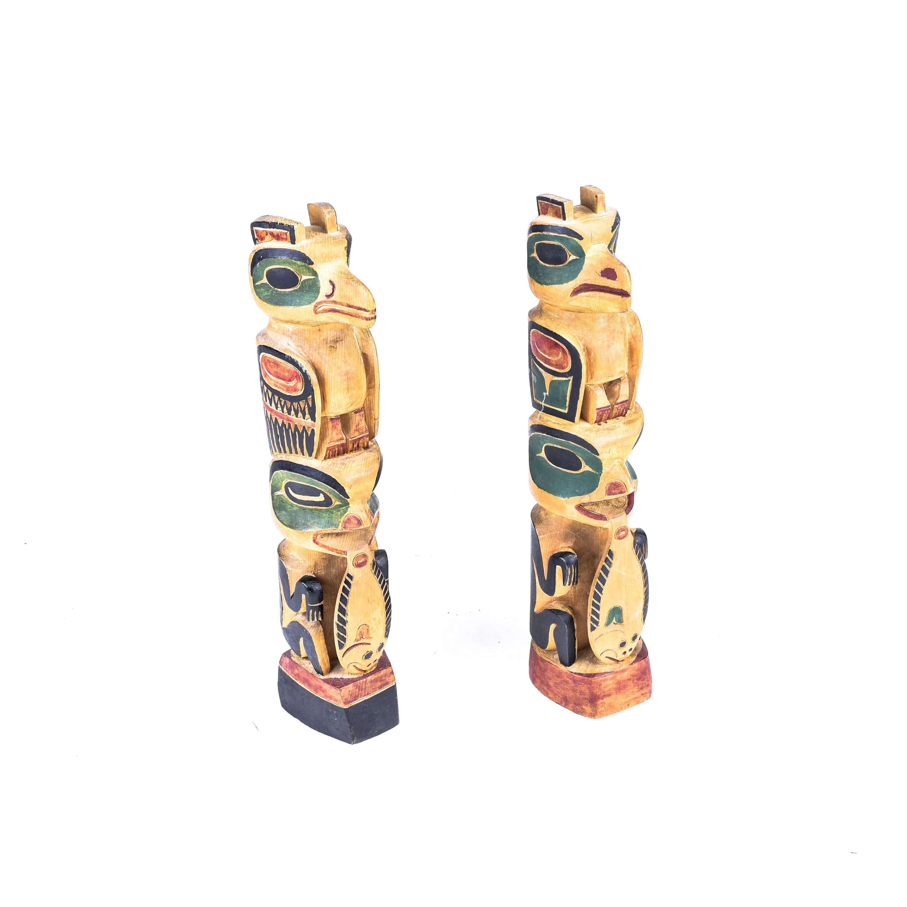 Pair of Tlingit Model Totems