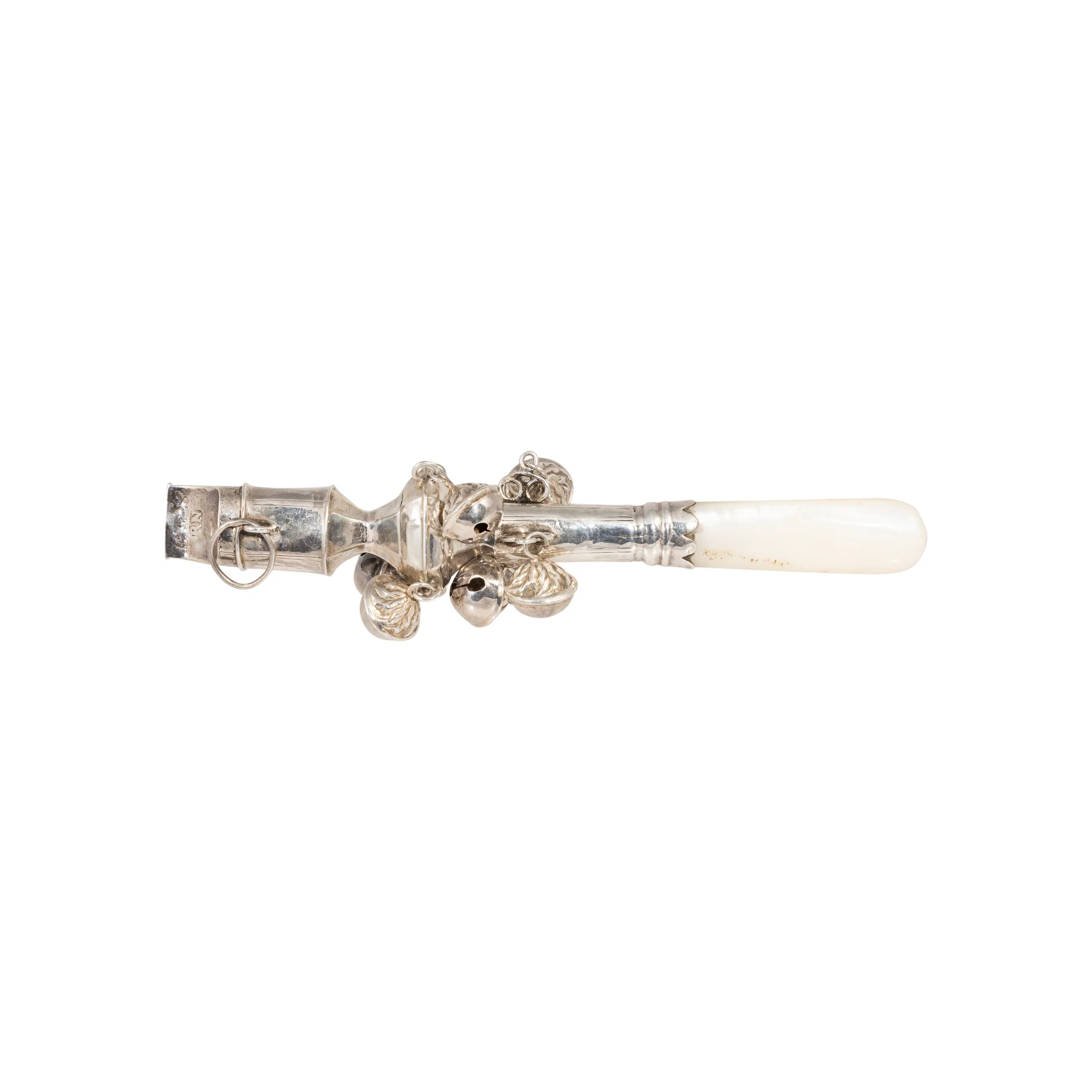 Sterling Silver and Mother of Pearl Baby Rattle - Image 3