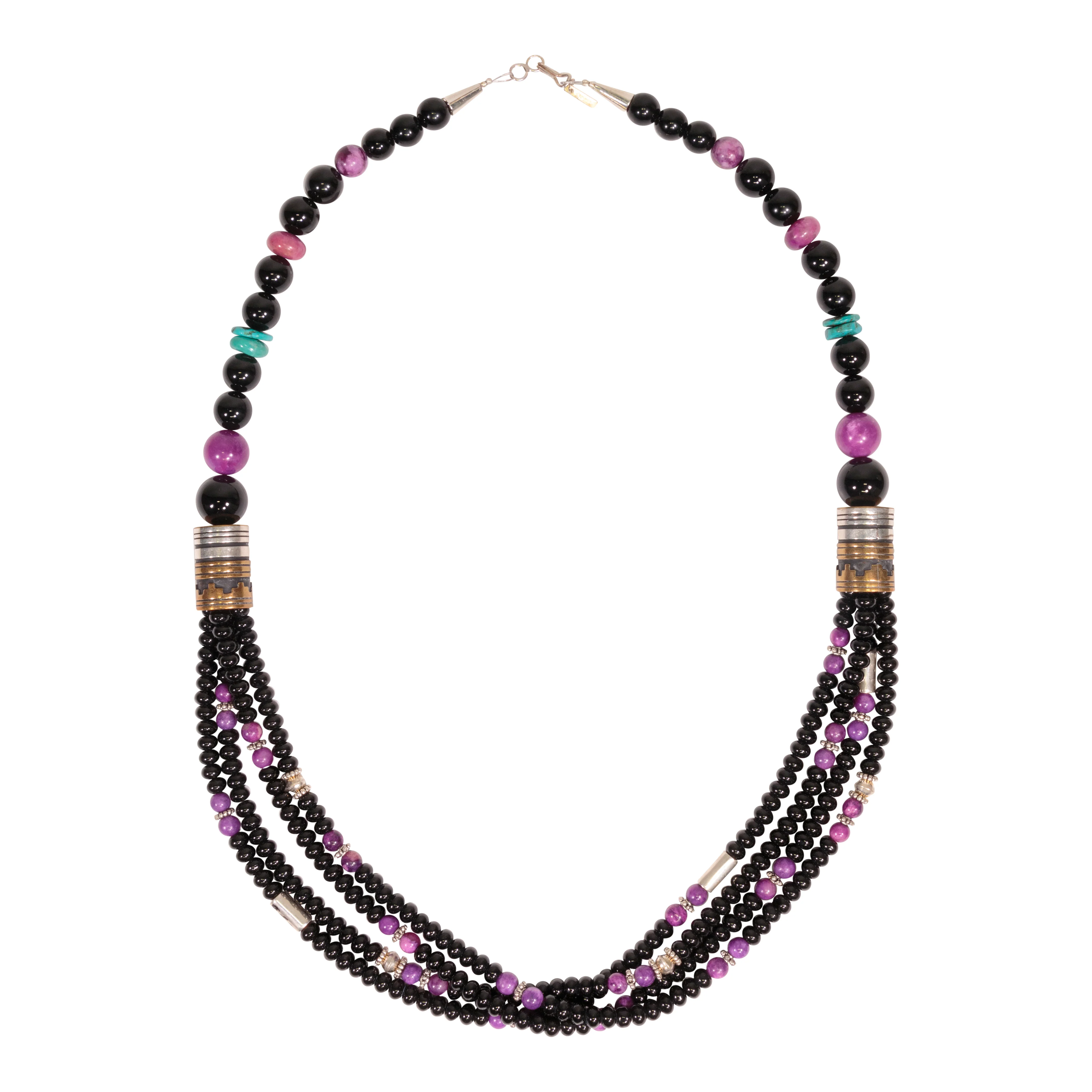 Tommy Singer Onyx and Charoite Necklace
