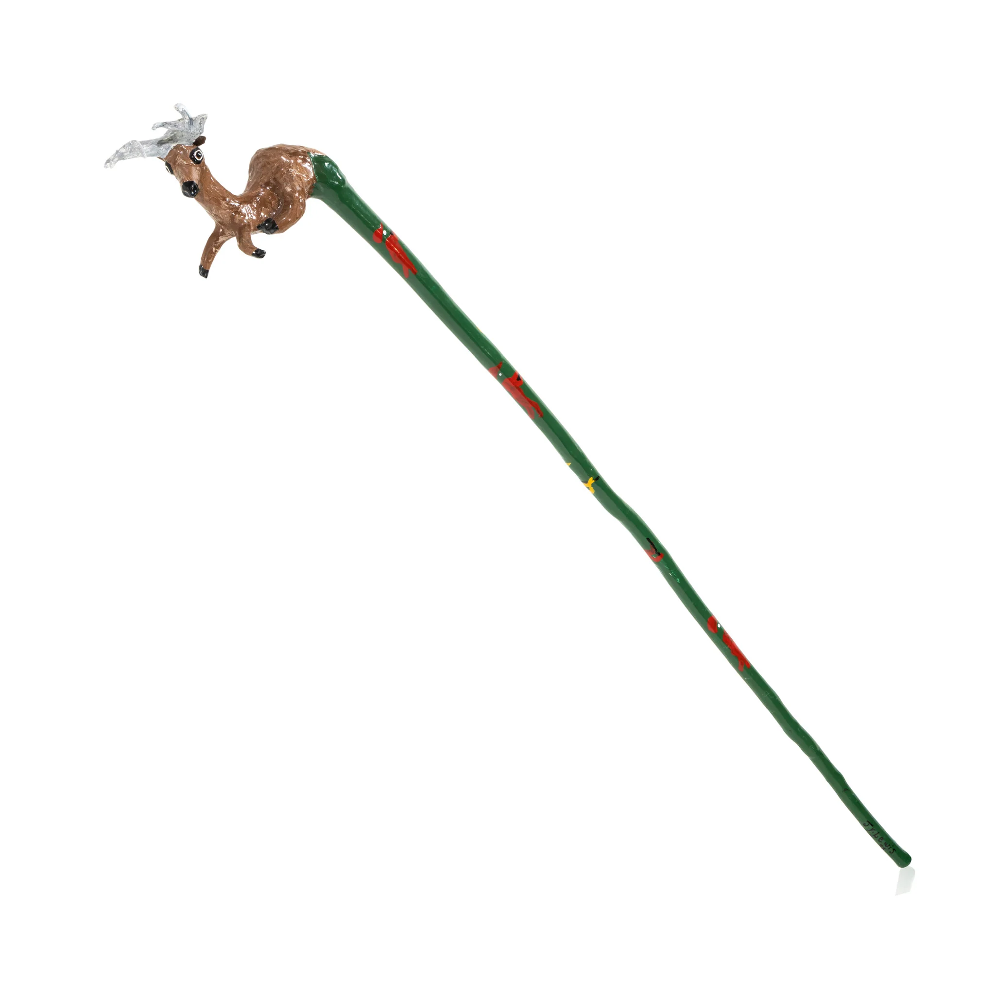 Whitetail Carved and Painted Deer Cane - Image 2