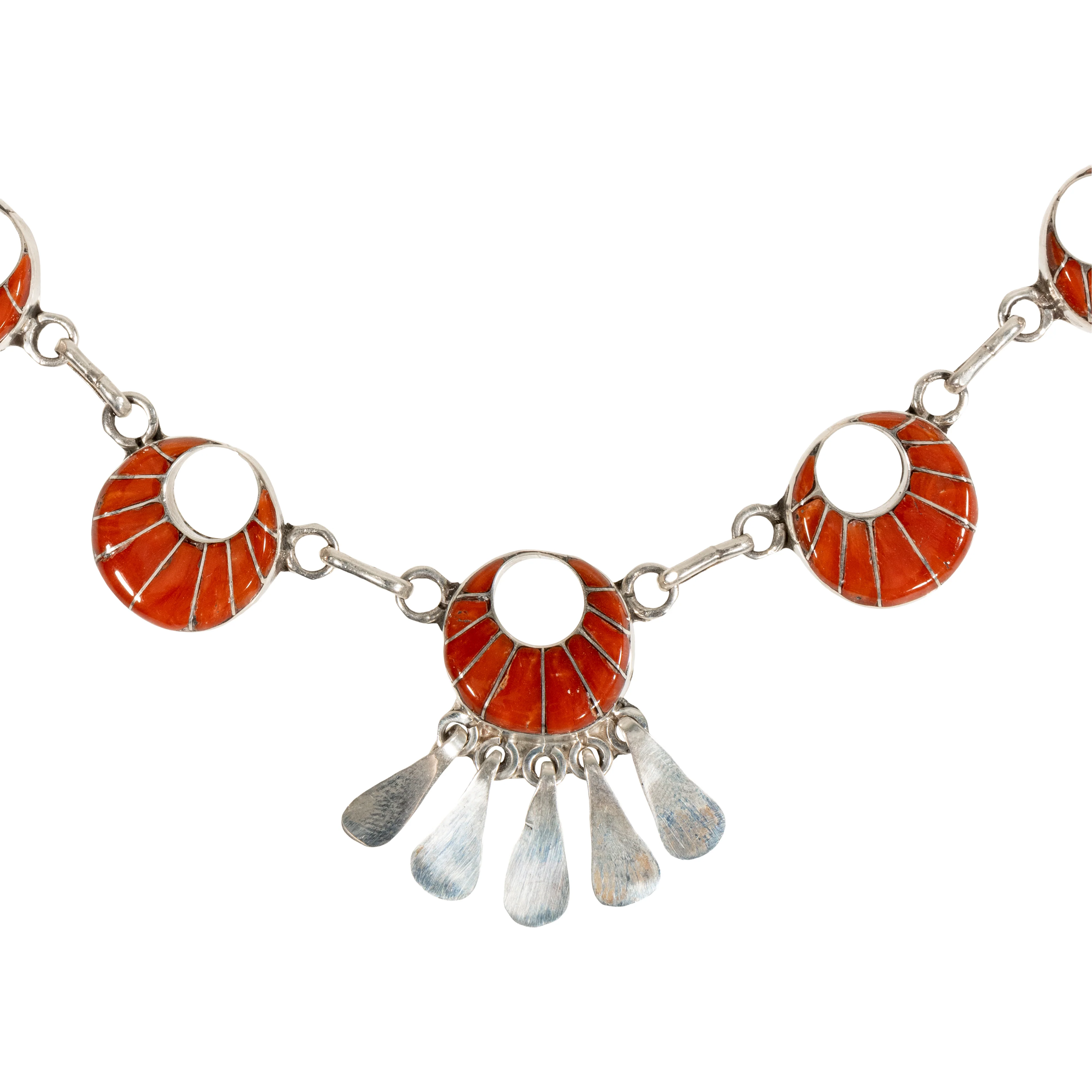 Zuni Coral Necklace and Earrings - Image 2