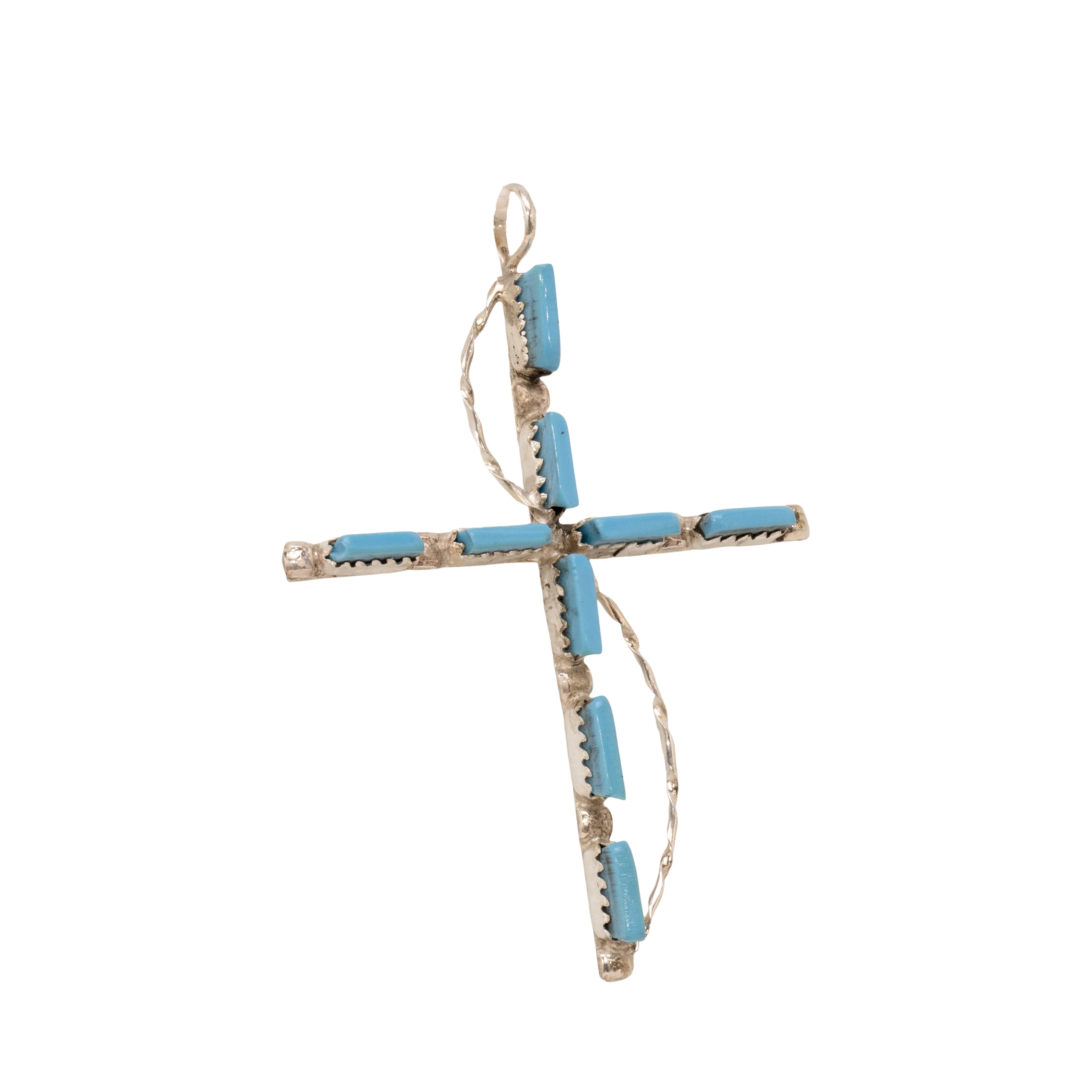 Zuni Turquoise Cross Pendant - Image 2